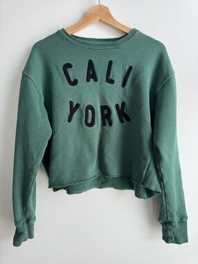 Sundry green cropped Cali York crewneck sweatshirt
